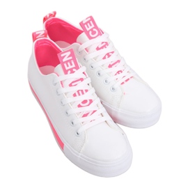 Zapatillas de mujer blancas y rosas A88-23 Fushia blanco