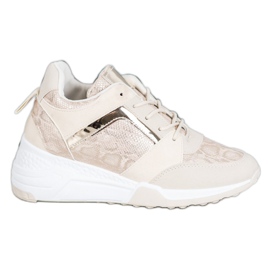 SHELOVET Zapatillas de deporte de cuña marrón