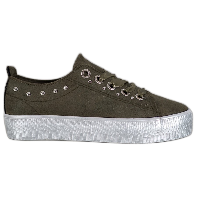 SHELOVET Zapatillas de gamuza verde