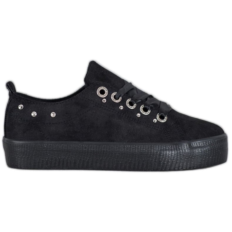 SHELOVET Zapatillas de gamuza negro