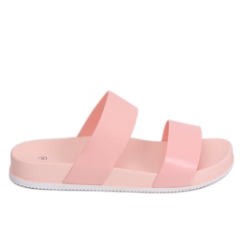 Pink CK66P Pantuflas rosas con rayas de goma rosado