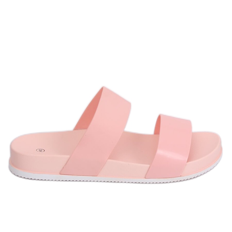 Pink CK66P Pantuflas rosas con rayas de goma rosado