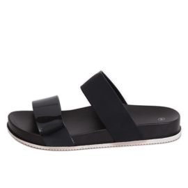 Black CK66P Pantuflas negras con correas de goma negro