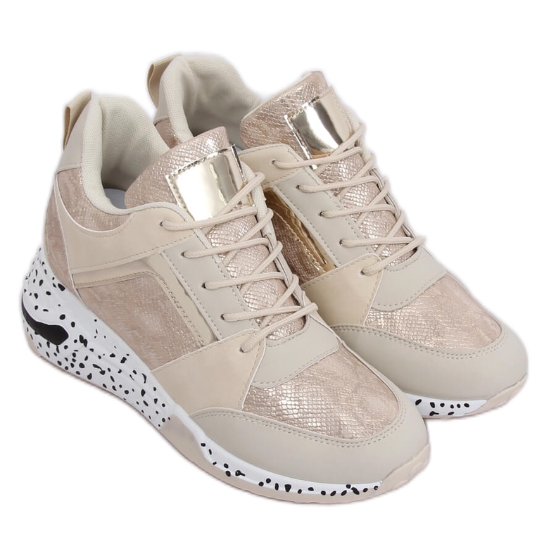 Beis zapatillas deportivas beis y cuña doradas beige Beis zapatillas deportivas beis y cuña doradas beige