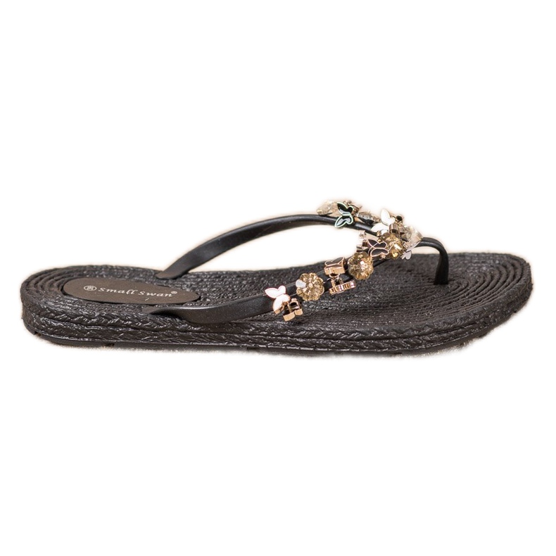 SHELOVET Chanclas de goma con adornos negro