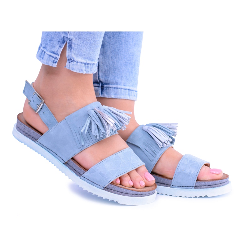 Sandalias Mujer Piel Azul Maciejka 03604