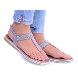 S.Barski Sandalias planas grises de mujer Chanclas Vamos