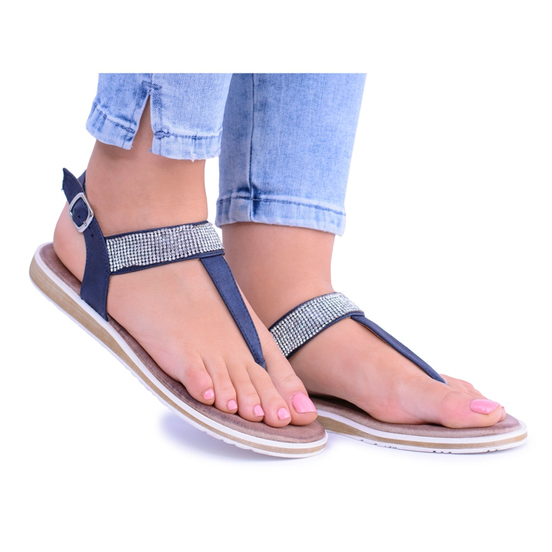 S.Barski Vamos, Sandalias Planas Azul Marino para Mujer