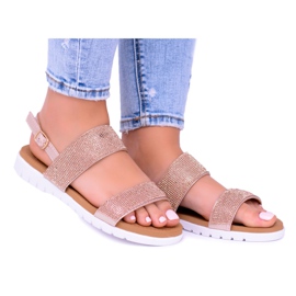 Sandalias de champán para mujer Lu Boo con circonita cúbica perfecta rosa