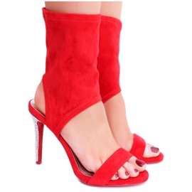 De Mujer Sandalias De Tacón Alto Lu Boo Con Zirconia Cúbica Rojo Daydream