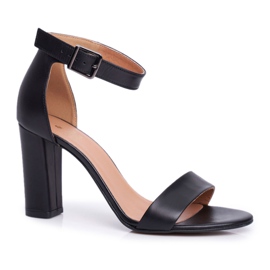 Sandalias Con Tacón Laura Messi 1760 Grain Leather Black Iliad negro