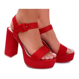 NFR Sandalias De Mujer Con Tacón Alto Y Plataforma Rojo LaMondes
