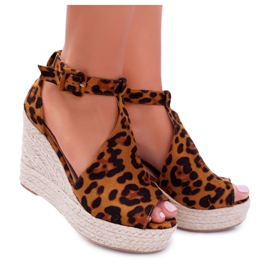 NFR Sandalias De Mujer Con Plataforma De Cuña Leopardo Begest marrón NFR Sandalias De Mujer Con Plataforma De Cuña Leopardo Begest marrón