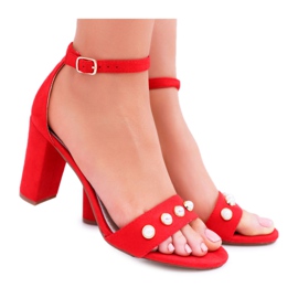 S.Barski De Mujer Sandalias Con Tacón Con Perlas Rojo Renes
