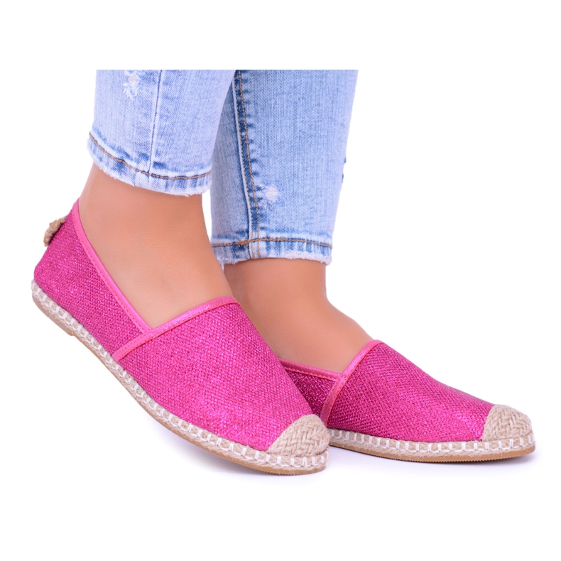 Alpargatas Lu Boo para mujer, sin cordones, brocado fucsia, Miravet rosado