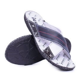 Iguana Zapatillas de hombre de cuero claro azul marino bien