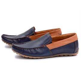 Neex | Mocasines sin cordones Pardon de cuero azul marino para hombre Neex | Mocasines sin cordones Pardon de cuero azul marino para hombre