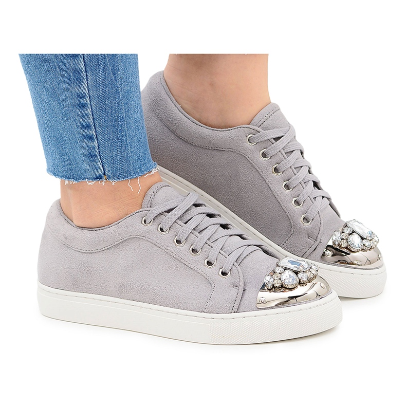 Zapatillas Lu Boo grises con cristales brillantes