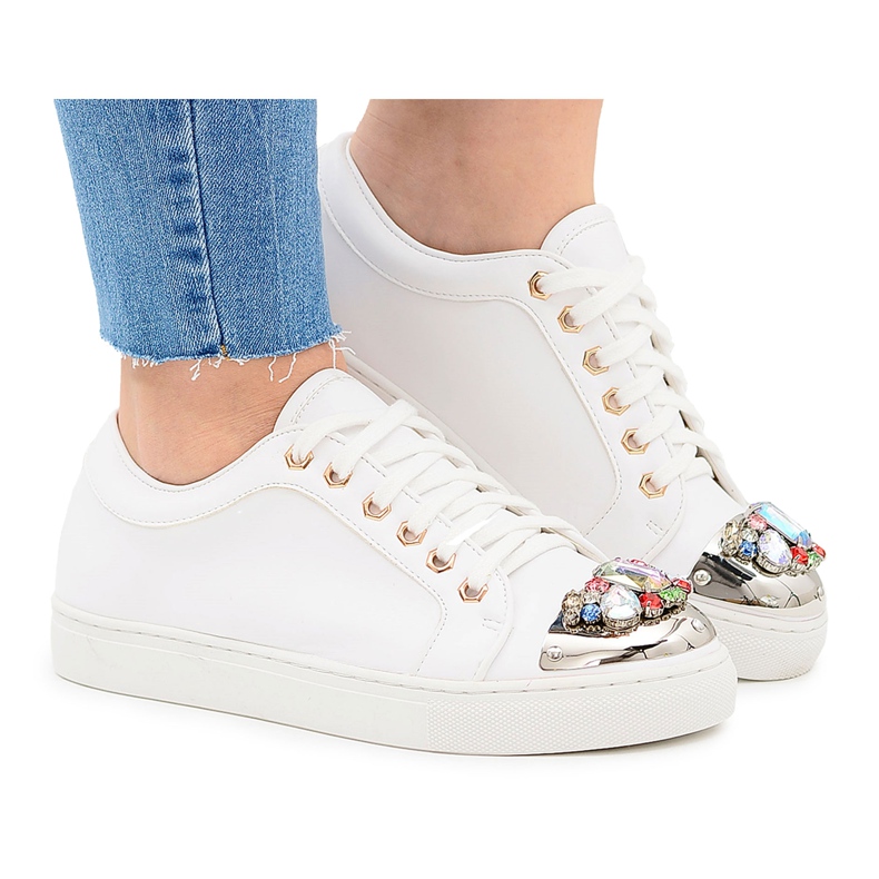 Zapatillas blancas Lu Boo con cristales brillantes blanco