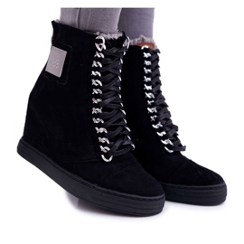 Lu Boo | Zapatillas de ante negras Monica Silver Chain negro