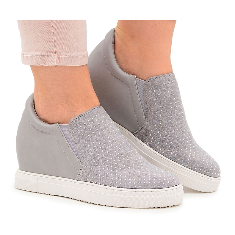 Zapatillas de Mujer Lu Boo con Cristales Calado Gris Simmi