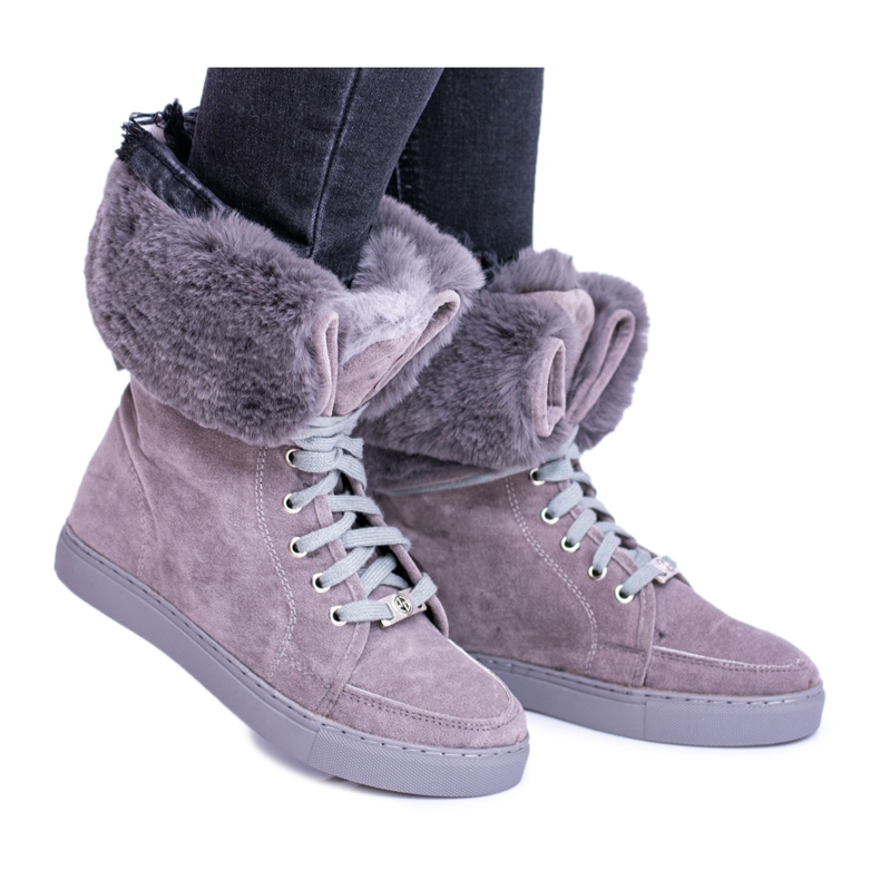 Botines de ante gris Lu Boo Timberki con pelo