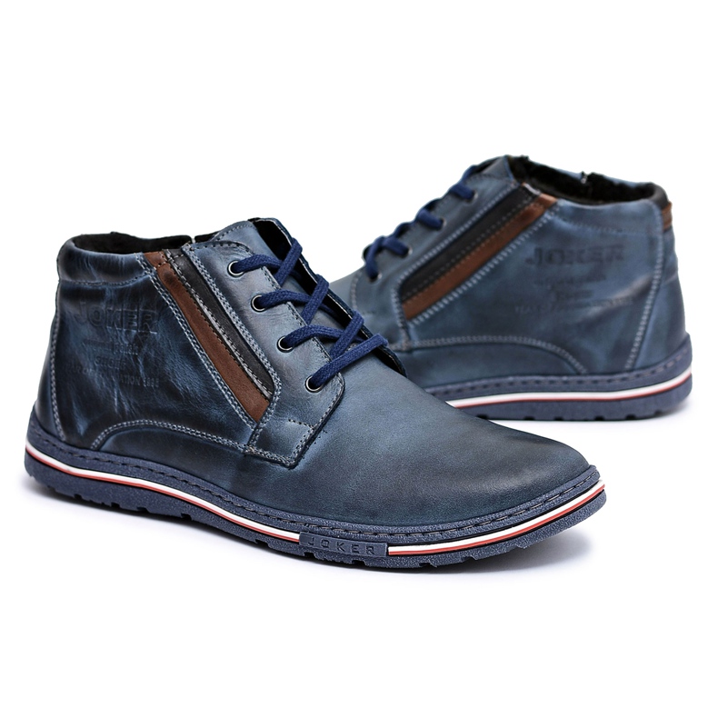 Joker Botas Brogues Hombre Azul Marino con Cremallera Cacado