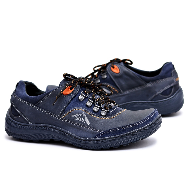 Gino Tuzzi Zapatos de Trekking en Piel para Hombre Azul Marino Fredo