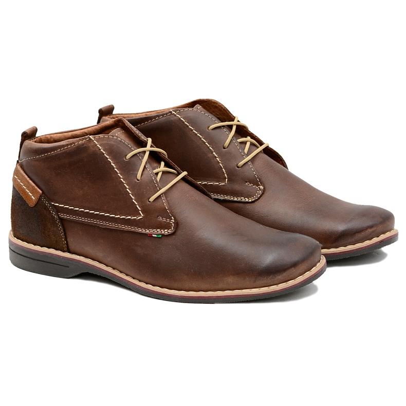 Gino Tuzzi Botines con cordones Brown High para hombre Cuero de fieltro marrón