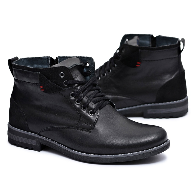 Riko Botas de cuero polaco para hombre negro Frenn