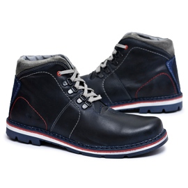Mario Boschetti Botas de cuero cálidas para hombre Teslo Navy Blue azul marino