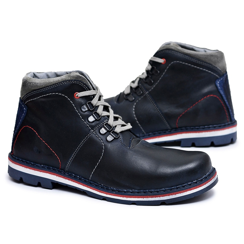 Mario Boschetti Botas de cuero cálidas para hombre Teslo Navy Blue azul marino