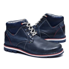 Gino Tuzzi Botines de cuero para hombre azul marino Warm Teslo Fur