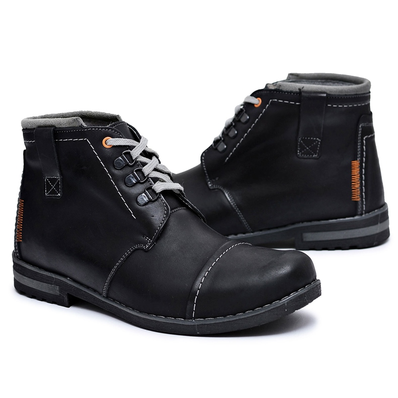 Gino Tuzzi Trappers de cuero para hombre Black Genoto negro