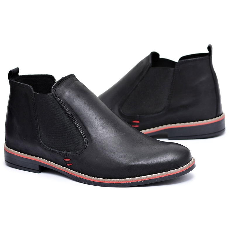 KOMODO Botas Chelsea para Hombre Negras Sin Cordones Oleg Rojo negro KOMODO Botas Chelsea para Hombre Negras Sin Cordones Oleg Rojo negro