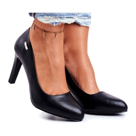 Zapatos de salón negros para mujer Sergio Leone mate en un poste de Campbell