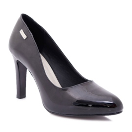 Zapatos de tacón negros Sergio Leone para mujer lacados en el poste Campbell
