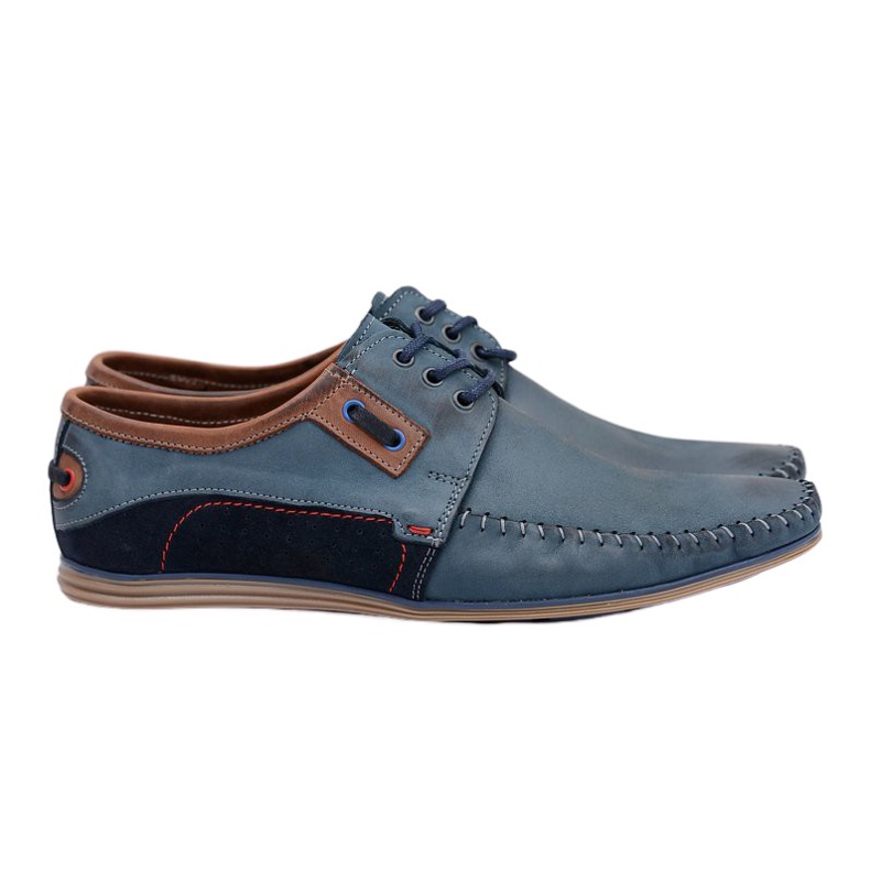 KOMODO Mocasines de hombre en piel polaca con cordones azul marino Teodoro KOMODO Mocasines de hombre en piel polaca con cordones azul marino Teodoro