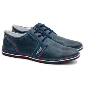 Joker Zapatos de cuero calados azul marino con cordones para hombre Markos