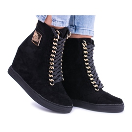 Zapatillas De Mujer Lu Boo Con Cadenas Ante Negro Monica
