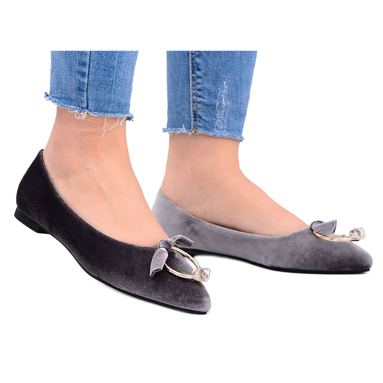 Lu Boo | Septum de pendiente de bailarinas de terciopelo gris Lu Boo | Septum de pendiente de bailarinas de terciopelo gris