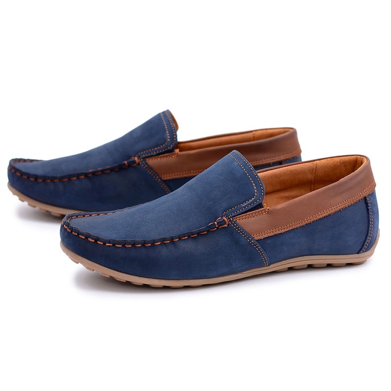 Mocasines Neex Leather Pardon Slip-On Zapatos para hombre azul marino