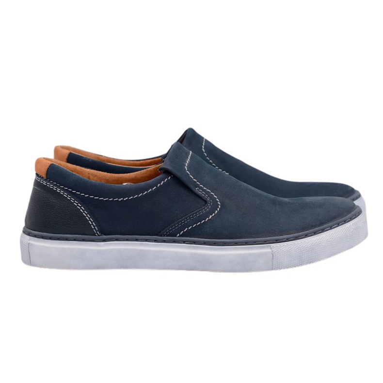 Neex | Zapatos Jazzy de cuero sin cordones polacos para hombre azul marino