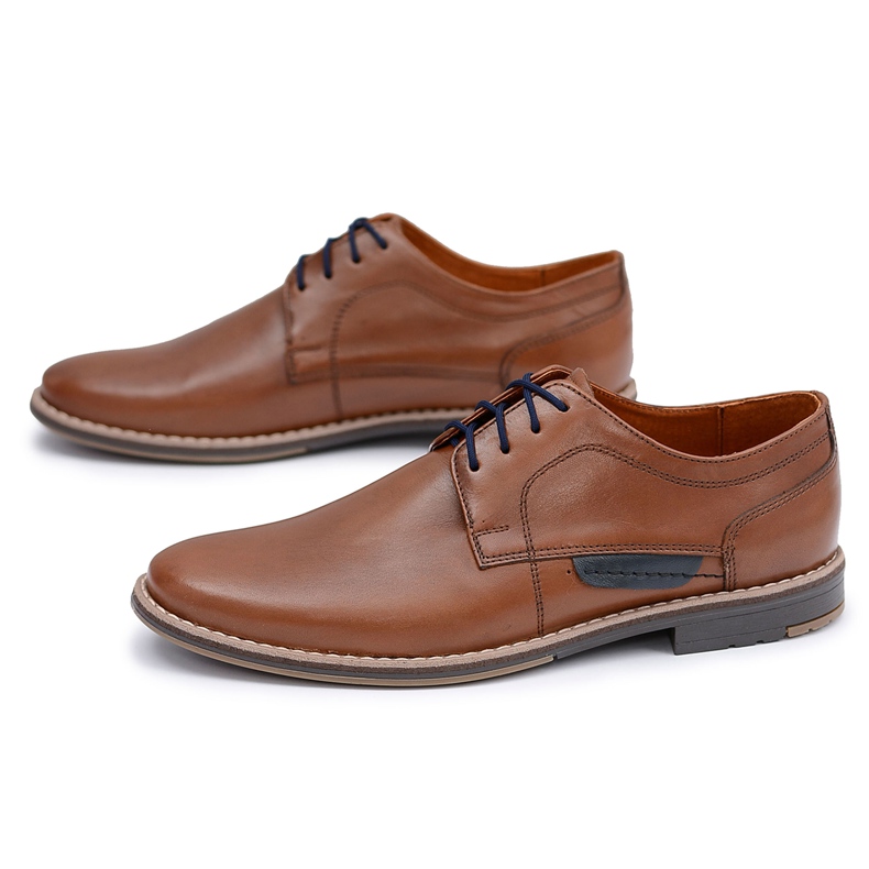 EVE Brogues elegantes para hombre en cuero natural marrón Raffi