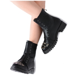 Botines negros para niños Lu Boo con zirconia cúbica Pu LittleCarrie