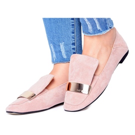 Mocasines de mujer con placa Golden Lordsy Lu Boo Harlem rosa