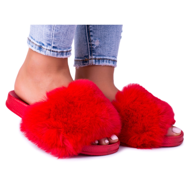 Pantuflas de mujer Lu Boo Red con piel de piel Xxl rojo
