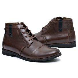 Joker Botines de cuero polaco para hombre botas marrones de Testo marrón