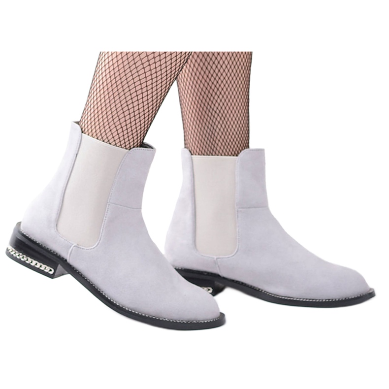 Botines grises de mujer Jodhpur botas con cadenas Lu Boo Tennes