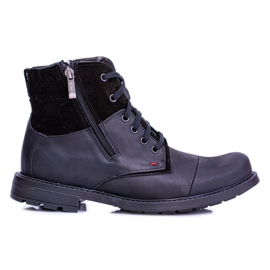 Botas cálidas de cuero con cremalleras para hombre Negro KOMODO 871